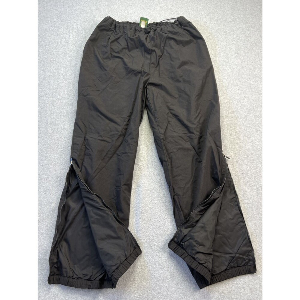 Cabelas Mens Pull On Nylon Pants Large Black Fleece Nylon Lined Ankle Zip